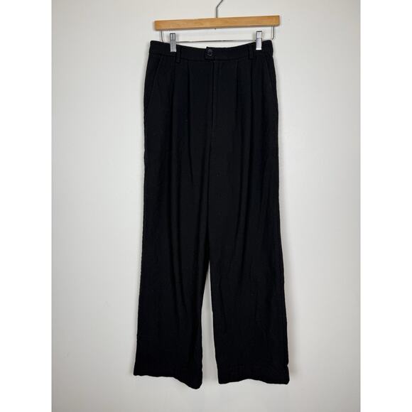 Reformation High Waisted Pleated Wide Leg Trouser Pants Black Sz 6 READ - Picture 1 of 10